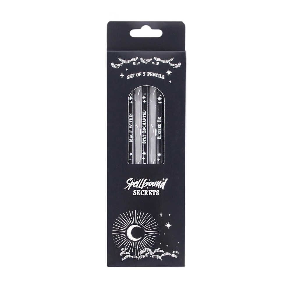 Something Different - Pack of 5 Spellbound Secrets Potlood - Zwart/Wit